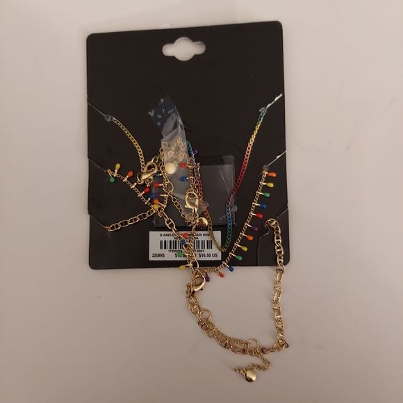 Always Proud Rainbow Chain Anklets - Gold Tone - Picture 4 of 4